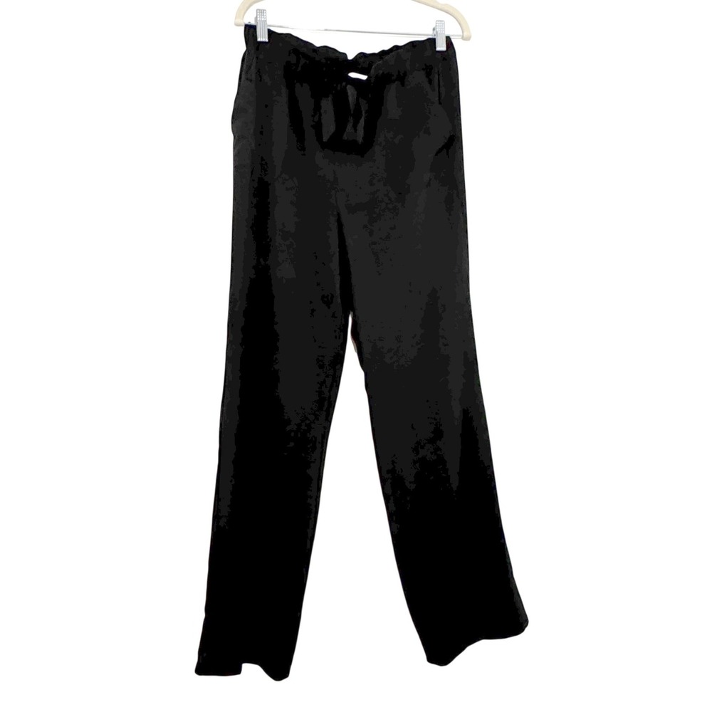 Retrology Black Wide Leg Drawstring Trousers Elastic Waist Pants Womens Medium